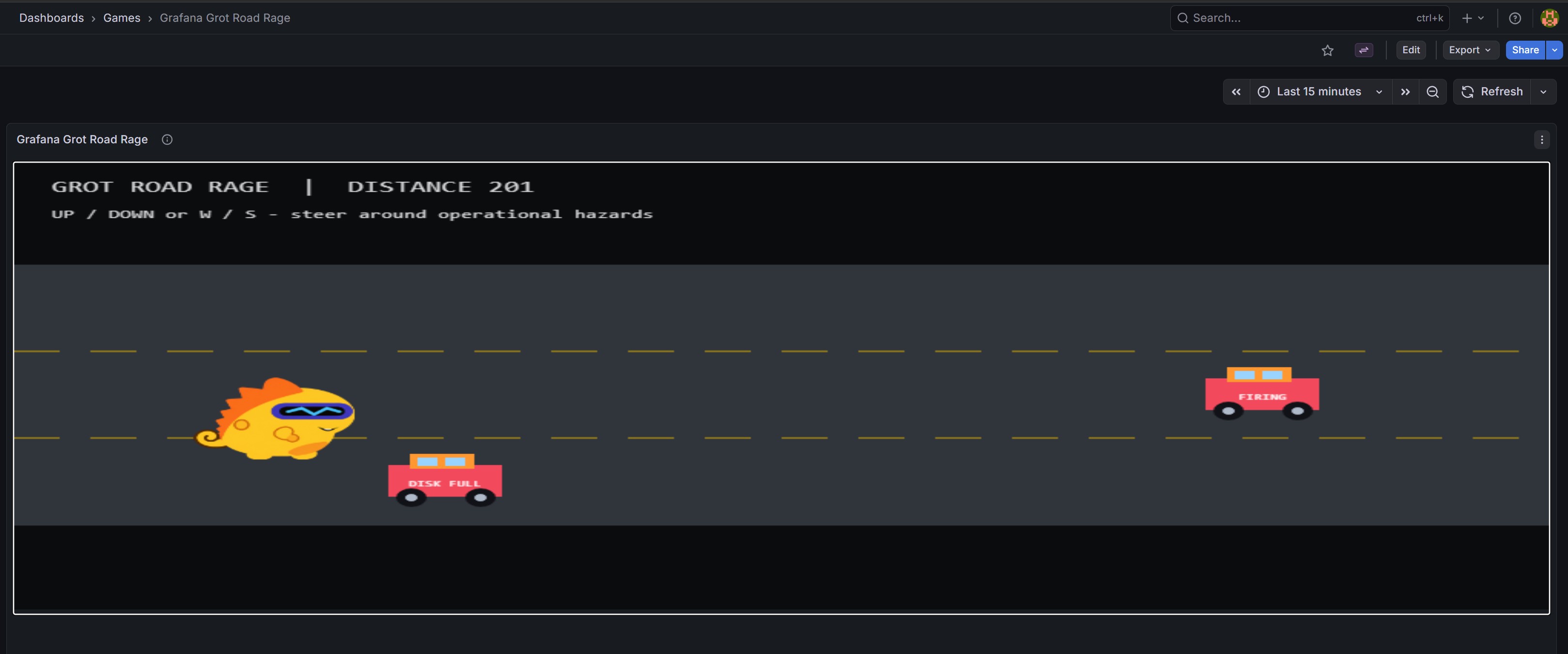 Grafana Arcade - Grot Road Rage
