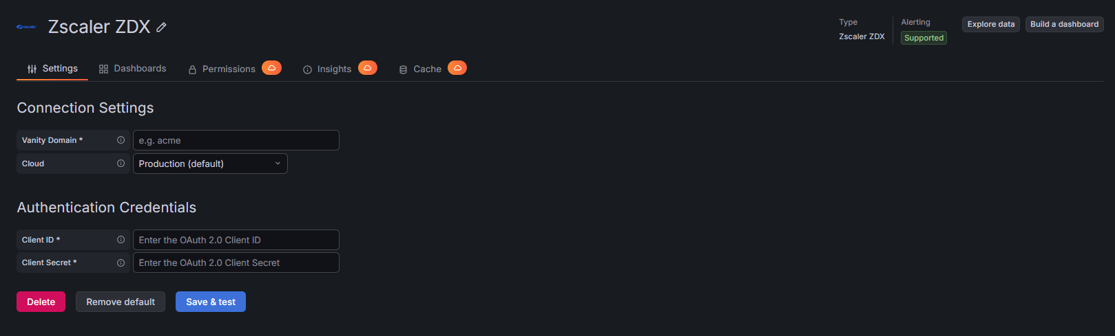 Data source configuration