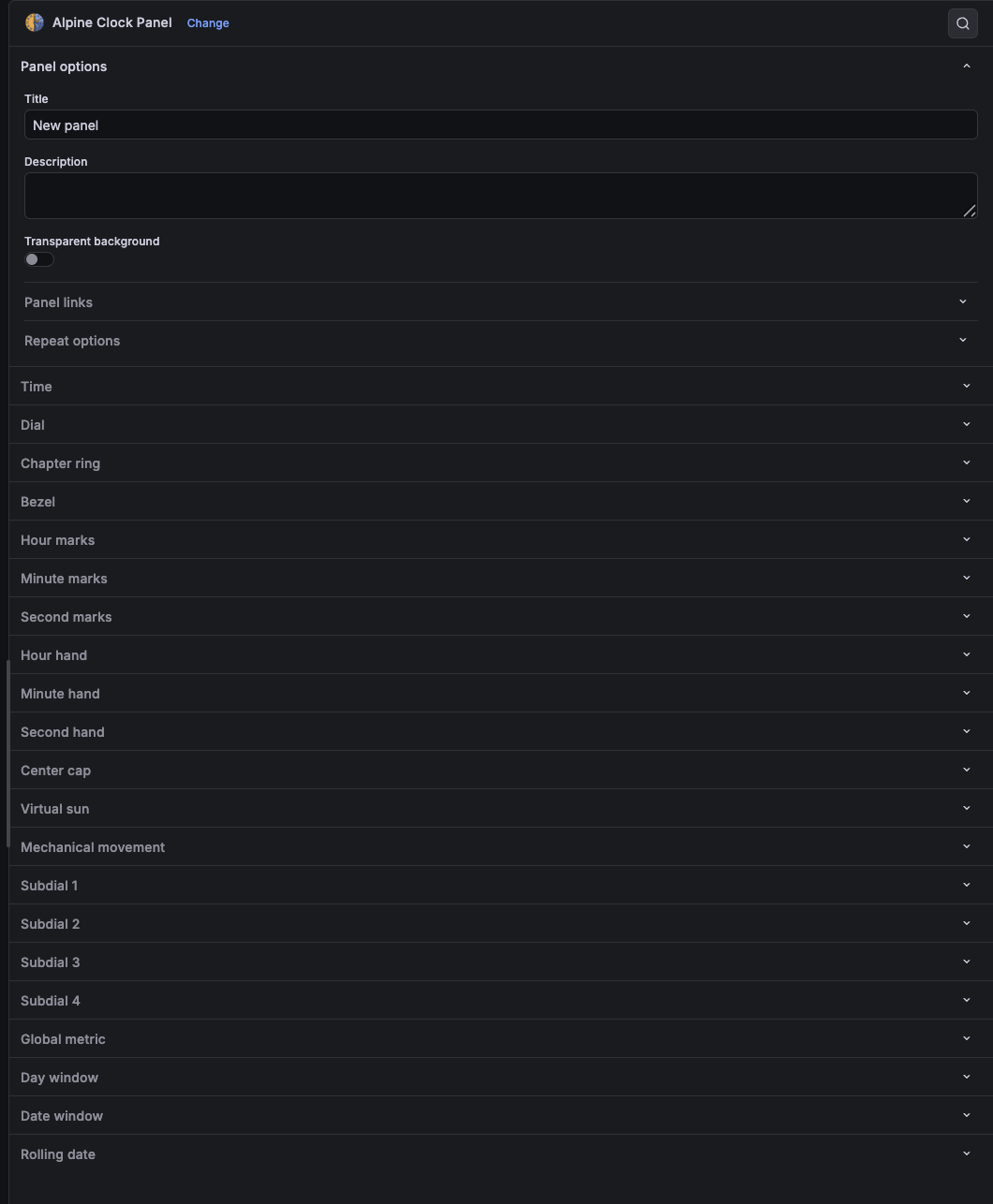Panel configuration UI