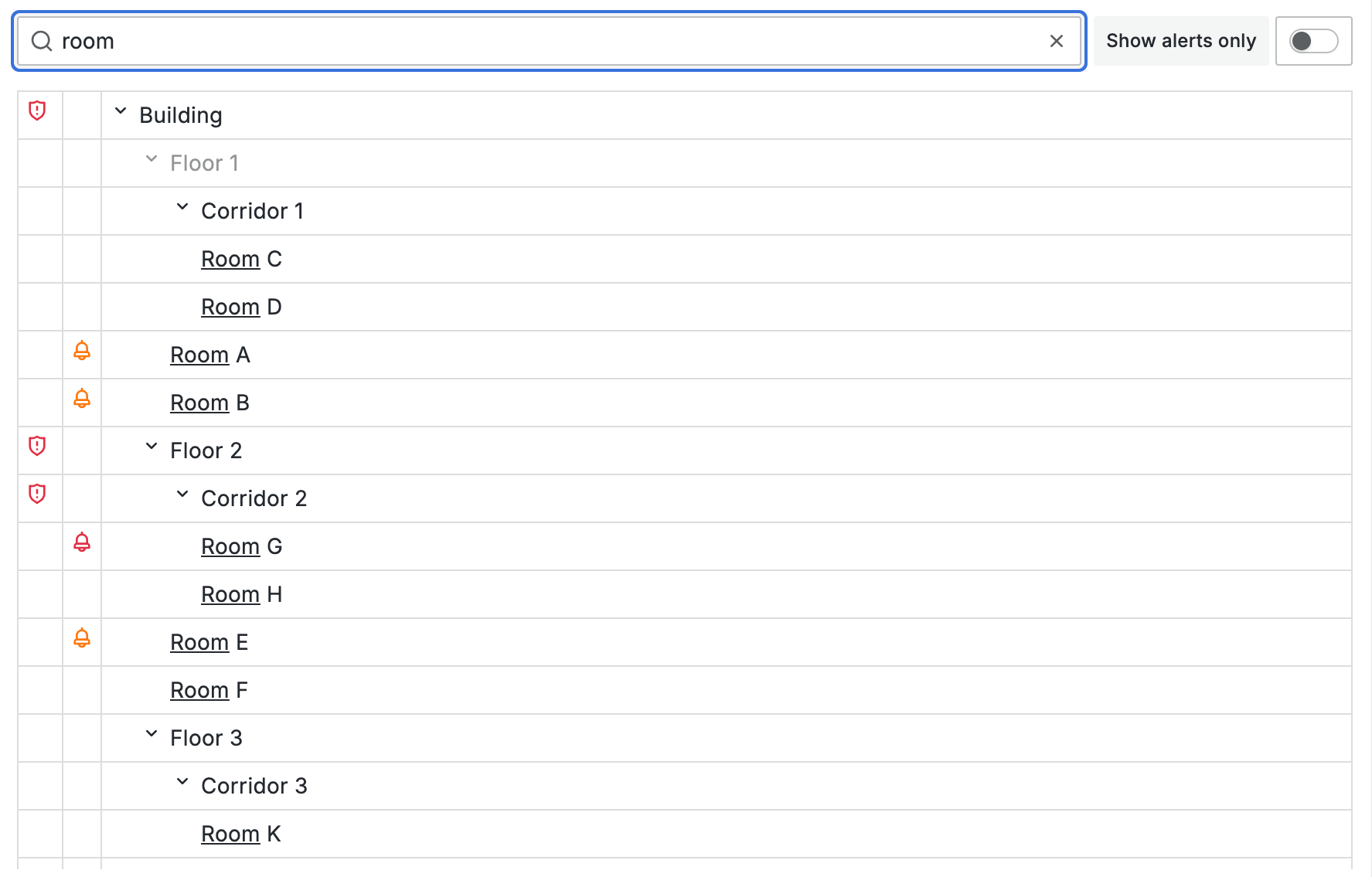 Tree panel search