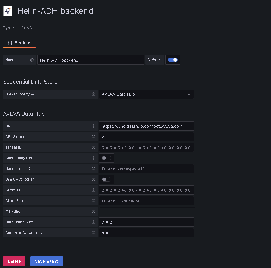 Helin Connect Data Hub Configuration