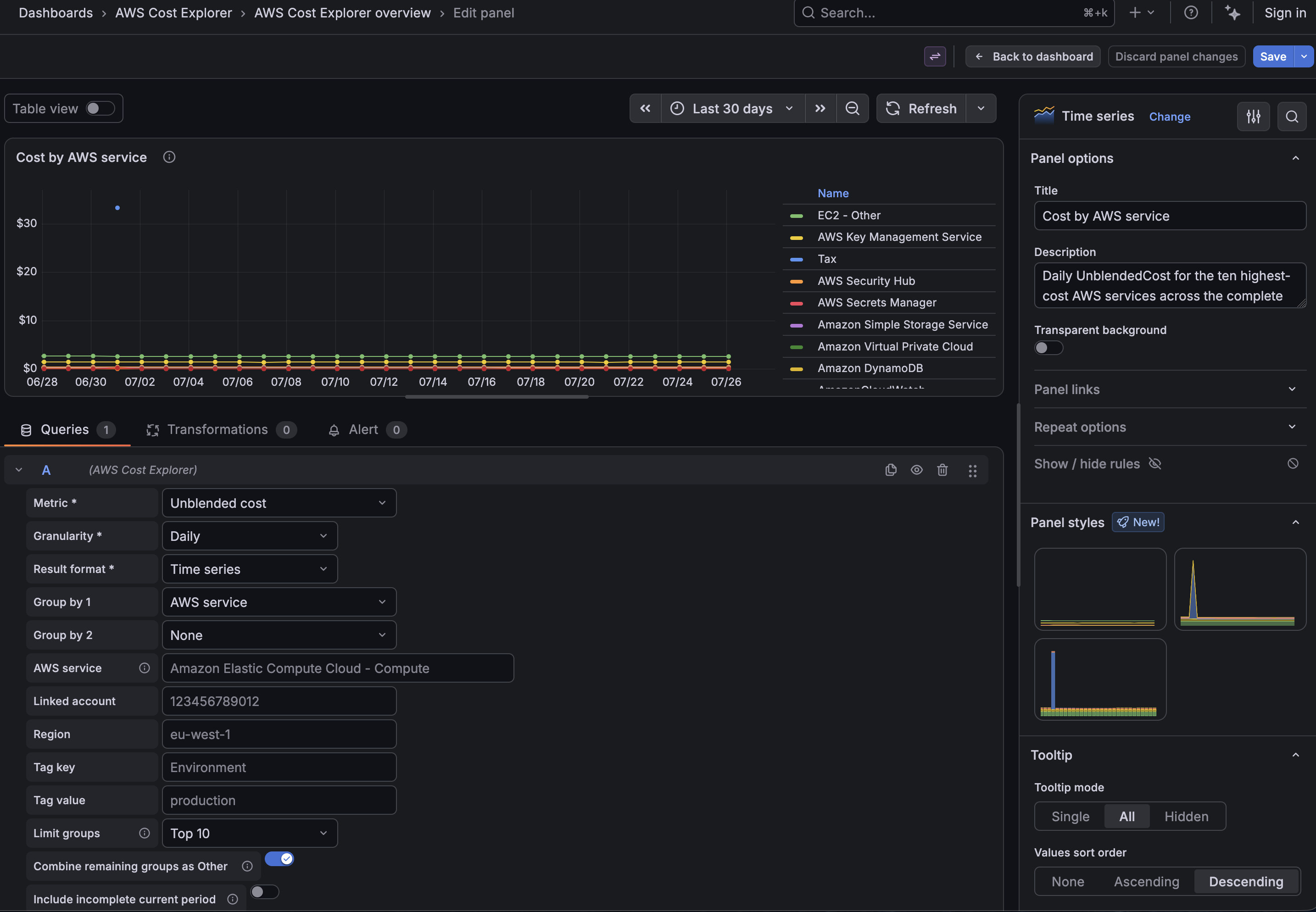 Visual query editor