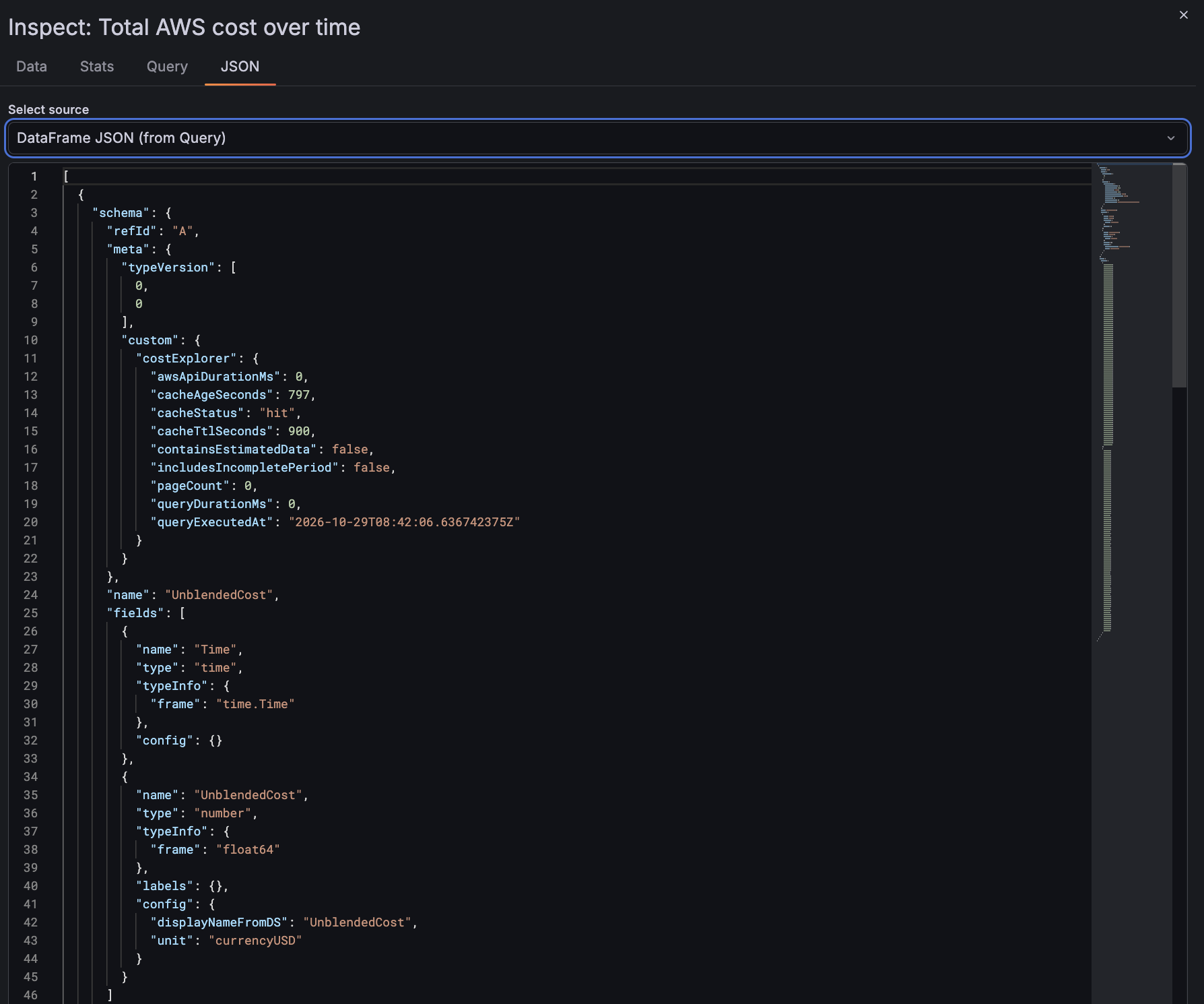Query Inspector cache and freshness metadata
