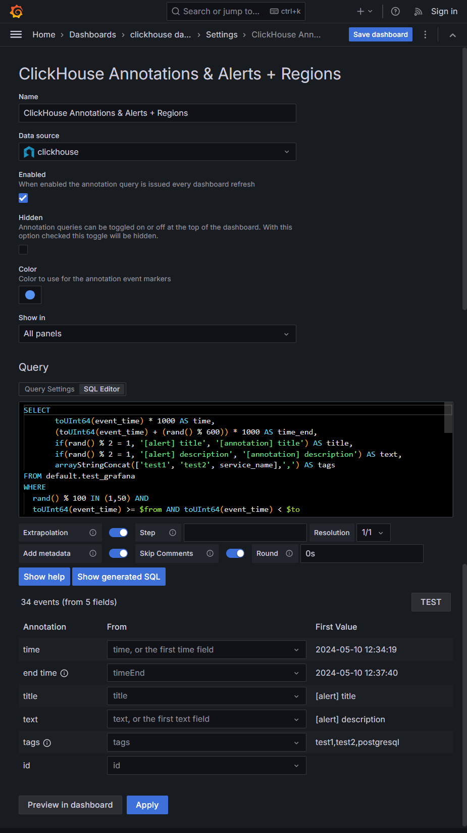 Annotations editor