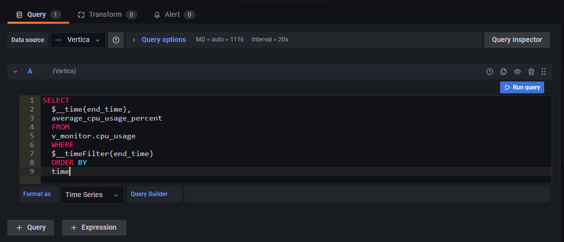 dashboard raw query