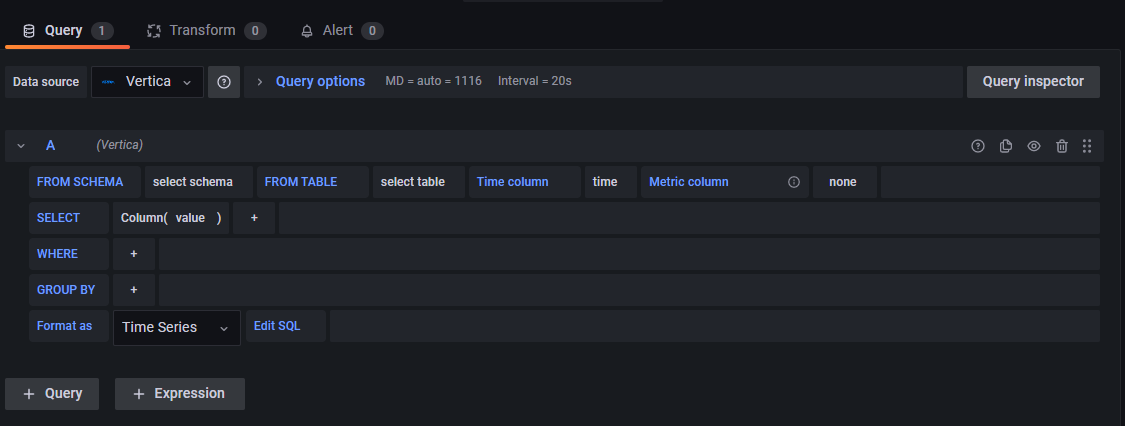 dashboard query builder