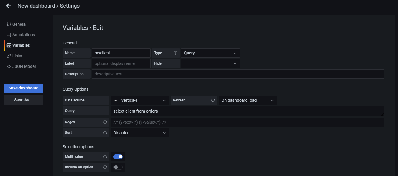 dashboard template variables