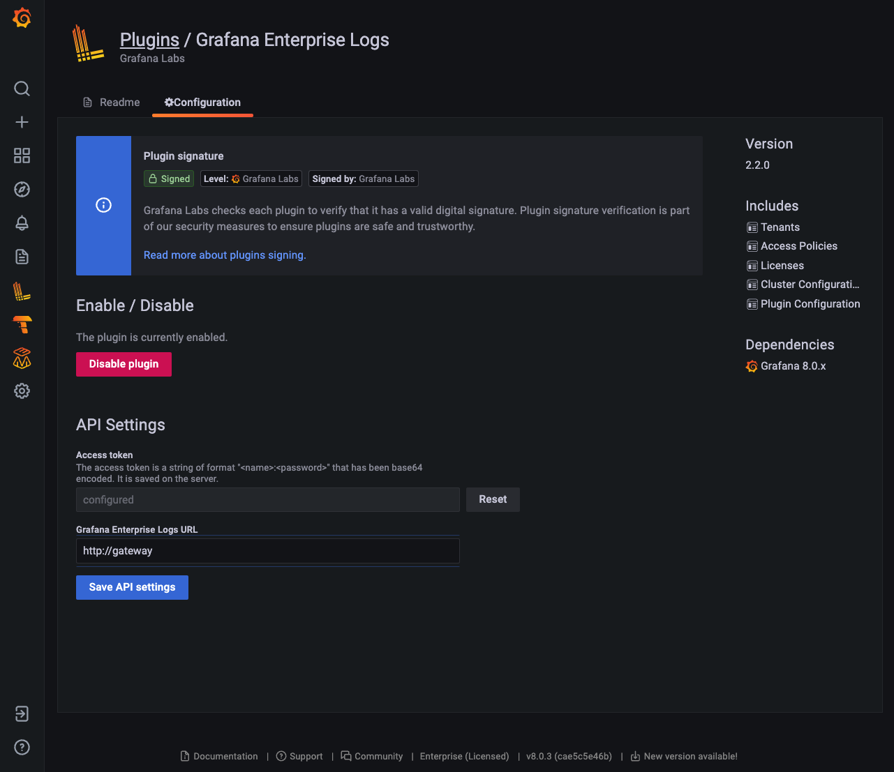 Configuration GEL plugin page Configuration GEL plugin page