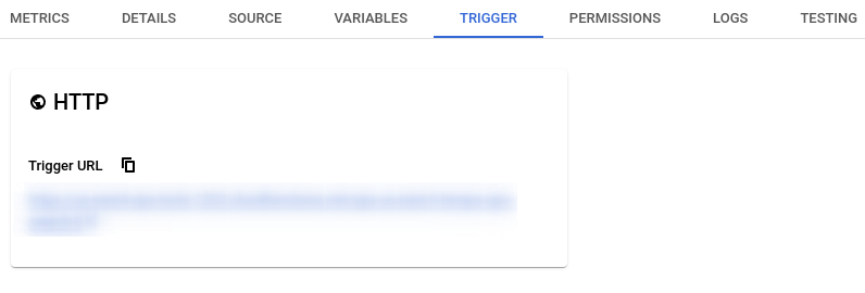 Google Cloud Functions trigger tab