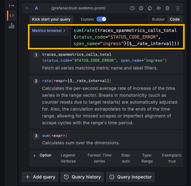 Error example query editor