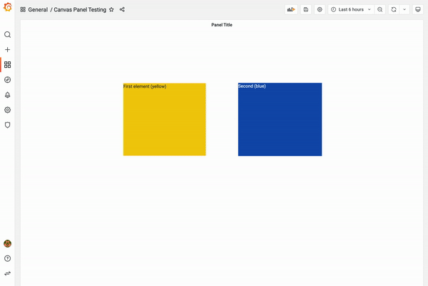 A GIF shows shapes resized and moved in a a Canvas panel dashboard
