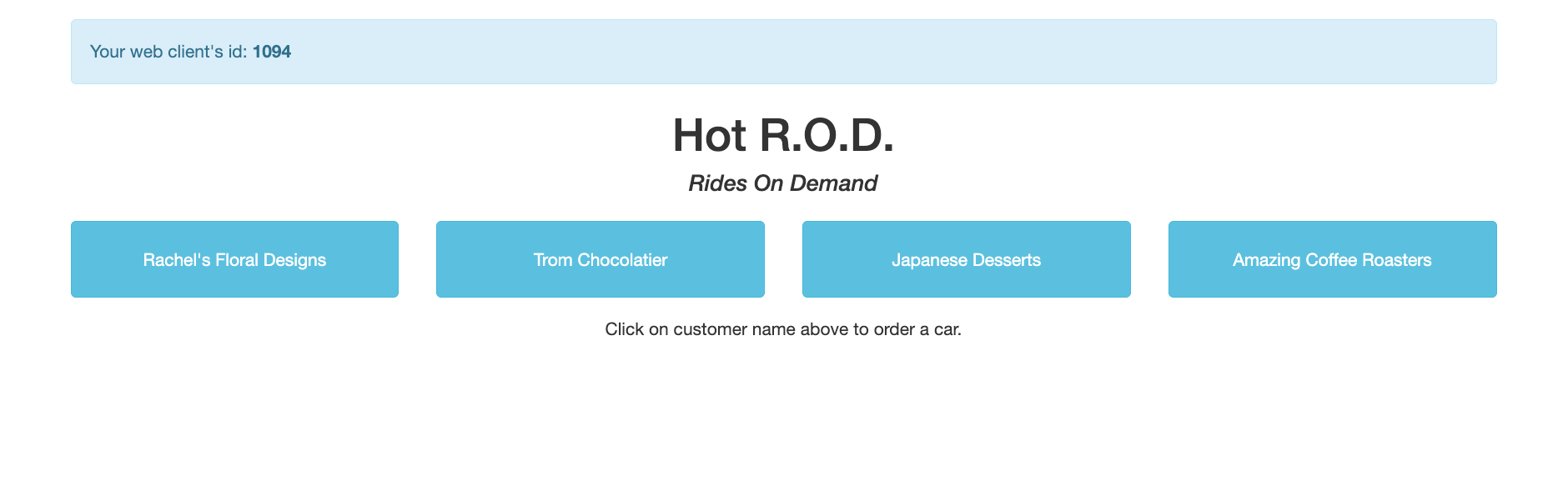 A screenshot of the Hot ROD example app