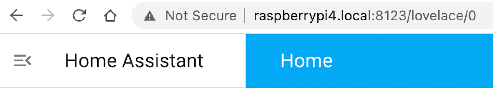A screenshot of a Raspberry Pi’s IP address/URL followed by the Home Assistant’s port number. 