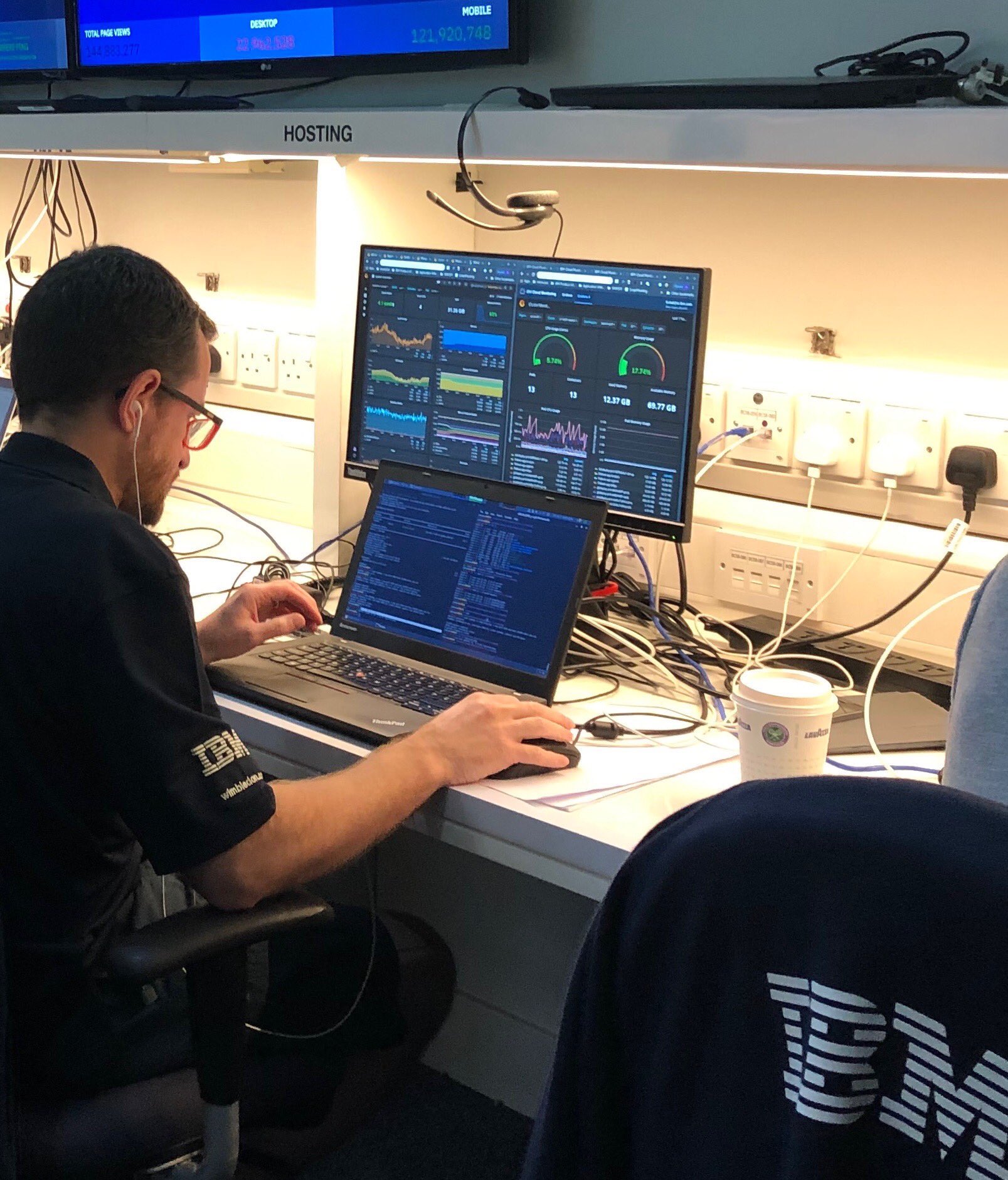 Screenshot of engineer looking at Grafana dashboards at Wimbledon