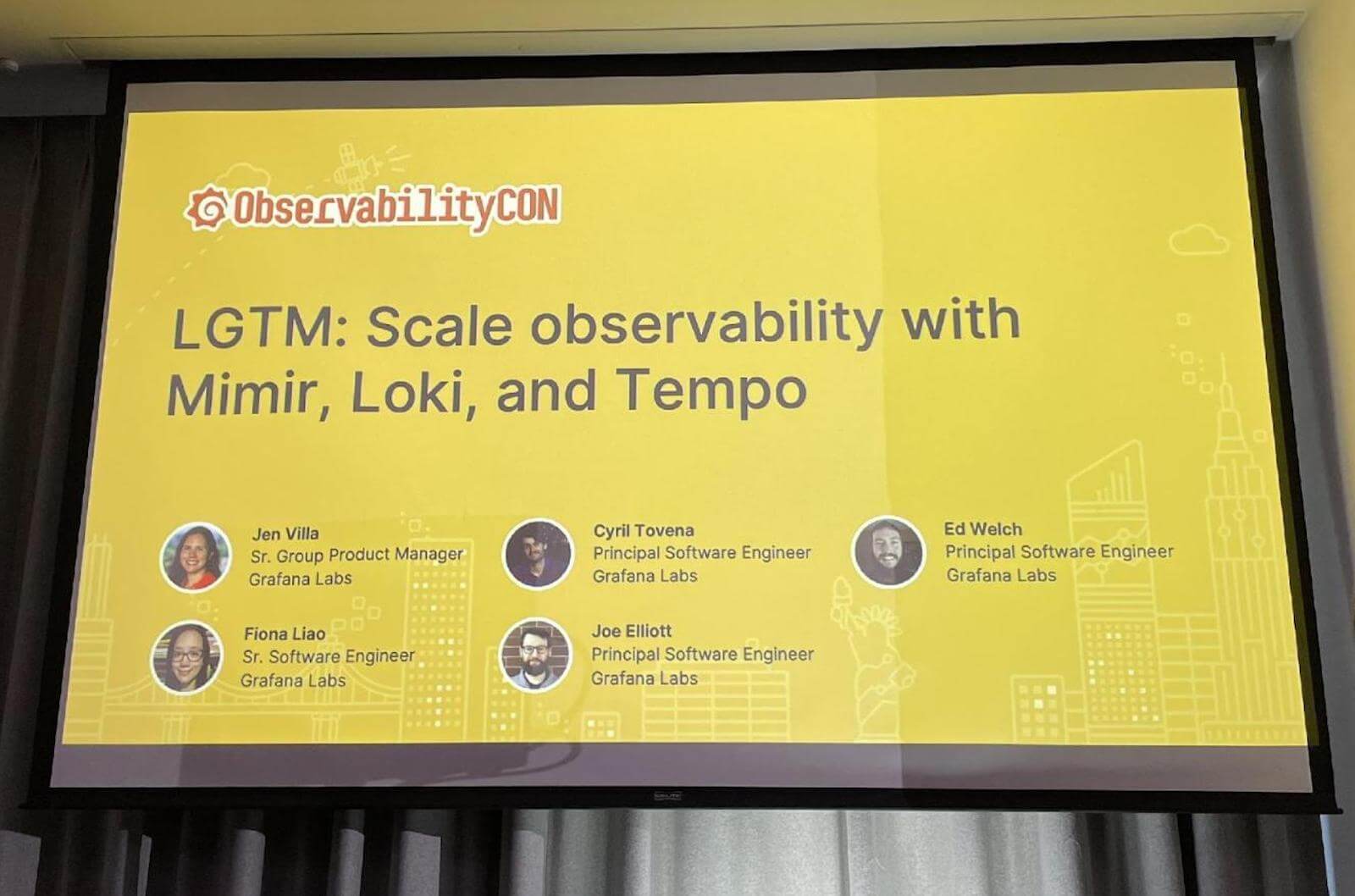 An image from a presentation on Grafana Mimir, Grafana Loki, and Grafana Tempo at ObservabilityCON 2022