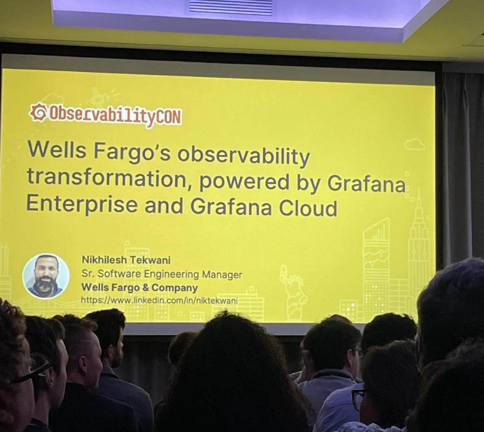 An image from a Wells Fargo presentation about using Grafana at ObservabilityCON 2022 