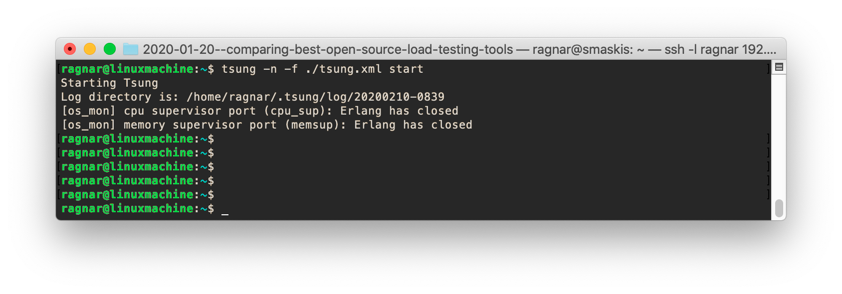 Tsung runtime screenshot