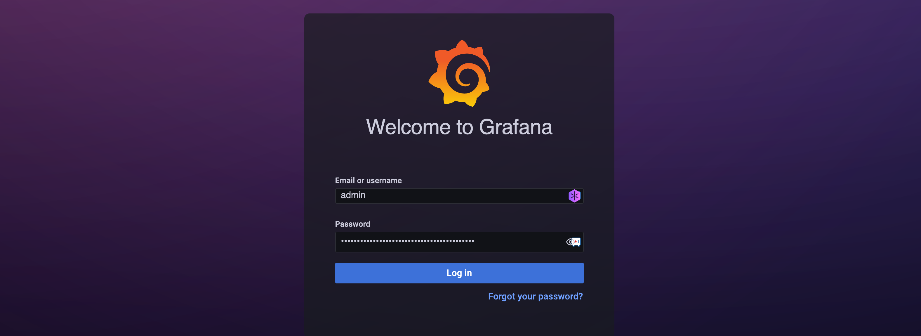 Grafana dashboard login