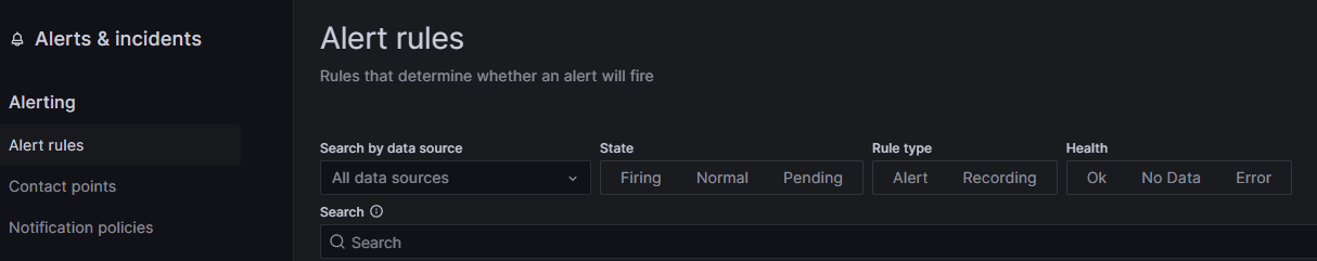 Screenshot of UI for creating alert rules in Grafana Cloud
