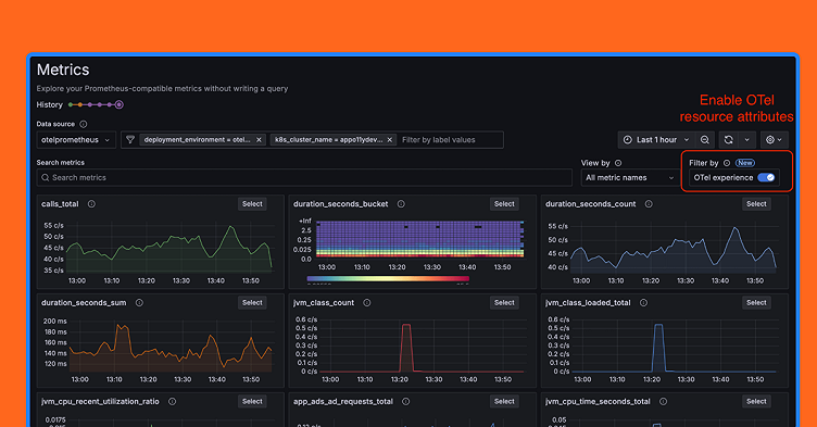Grafana Drilldown: First-class OpenTelemetry support now available for metrics