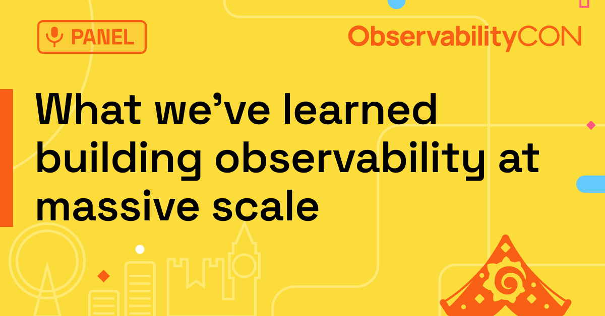The title card for the ObservabilityCON 2023 panel session.