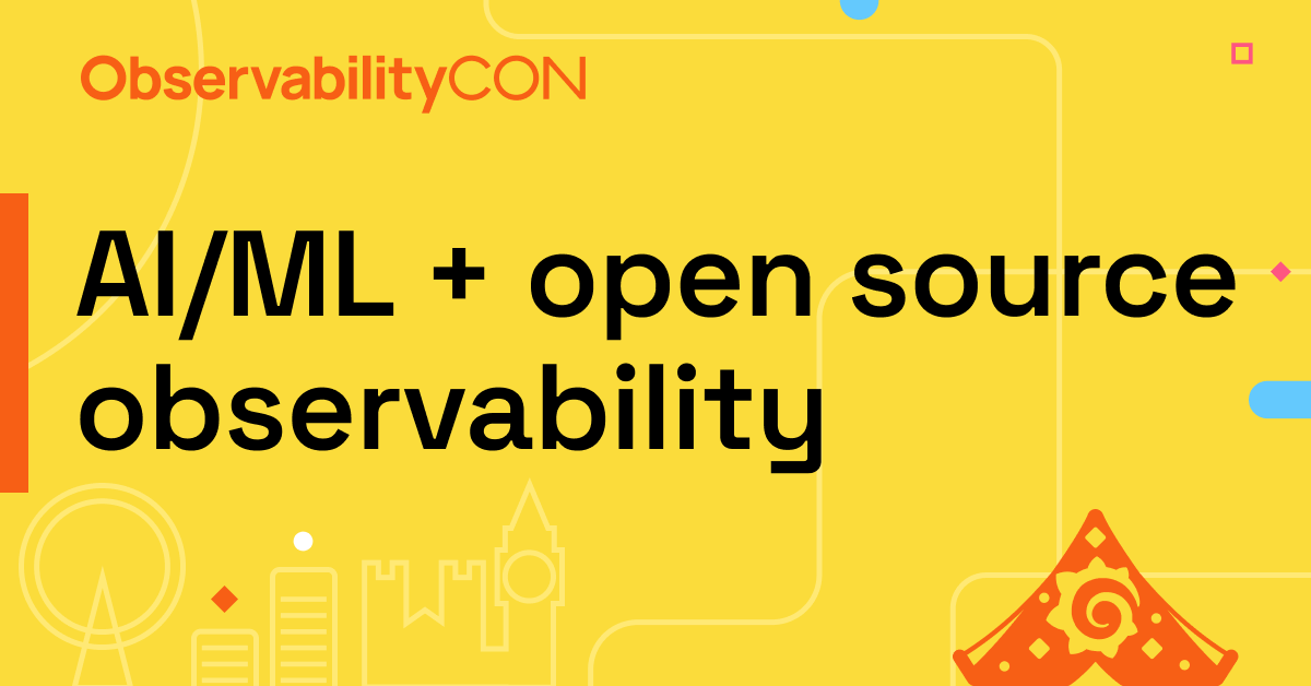 The title card for the ObservabilityCON 2023 session on AI and ML.