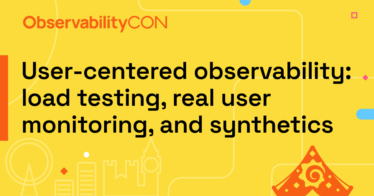 The title card for the ObservabilityCON 2023 session on user centered observability.