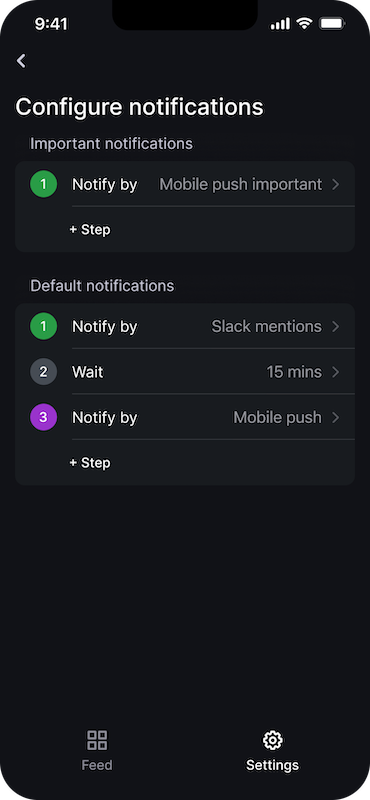 Screenshot of how to configure escalations in the Grafana OnCall mobile app. 