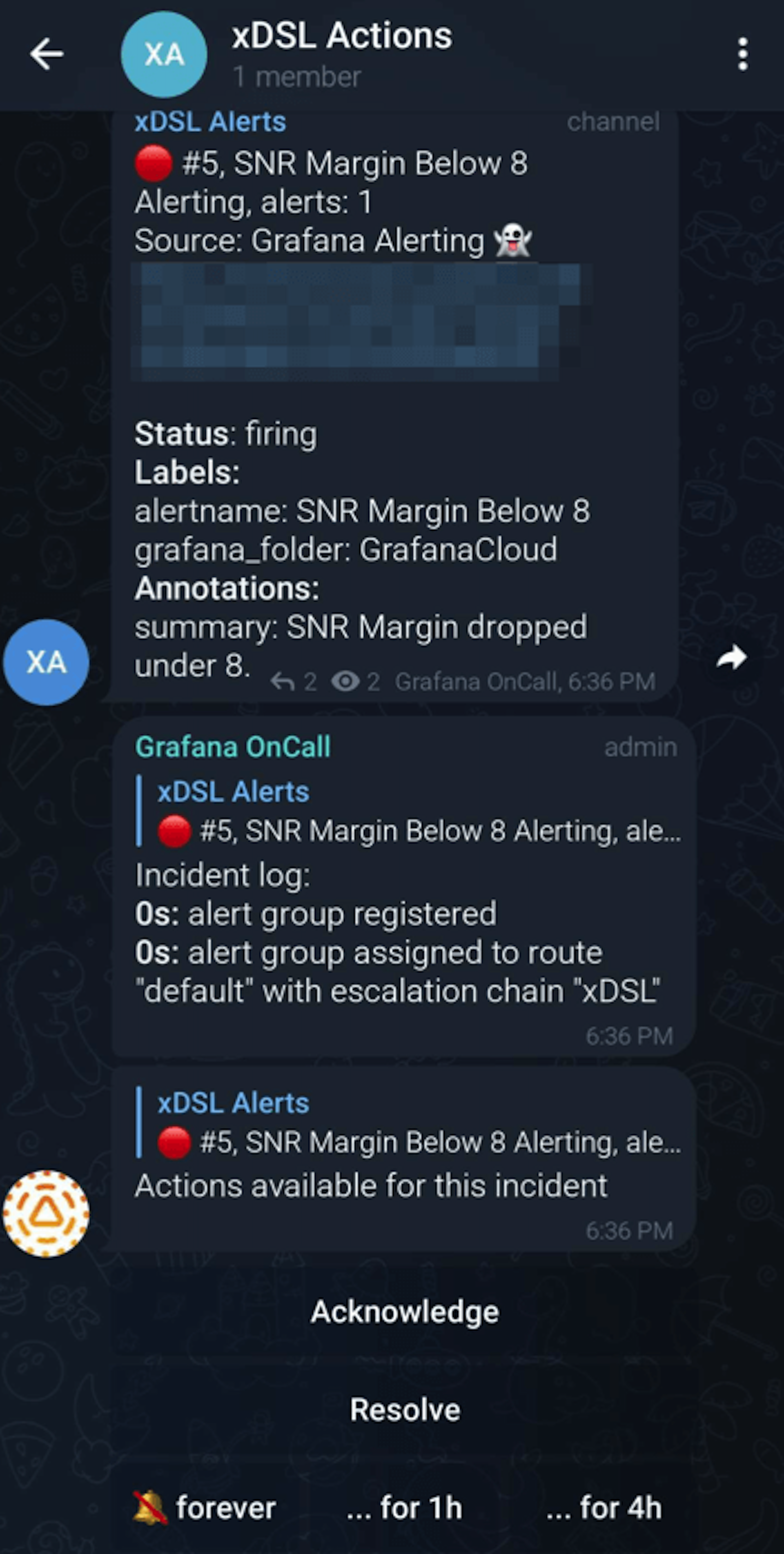 A screenshot of a Grafana alert.