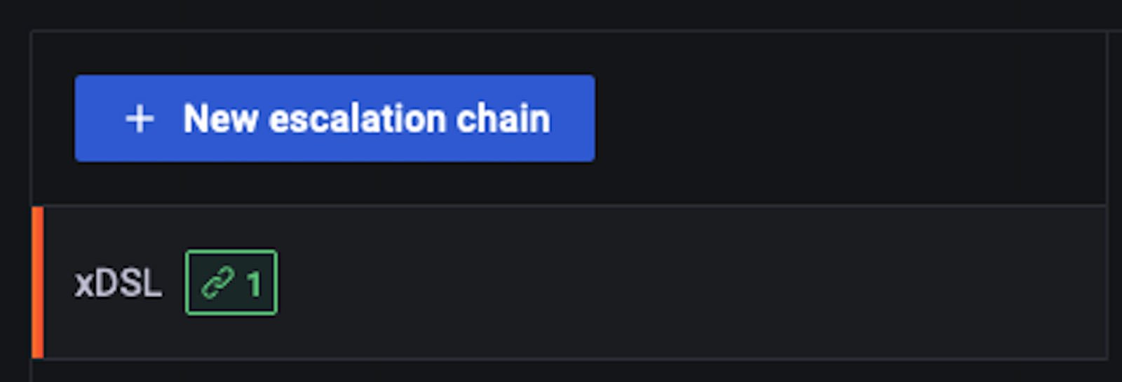 A screenshot of a button for a new escalation chain in Grafana OnCall.