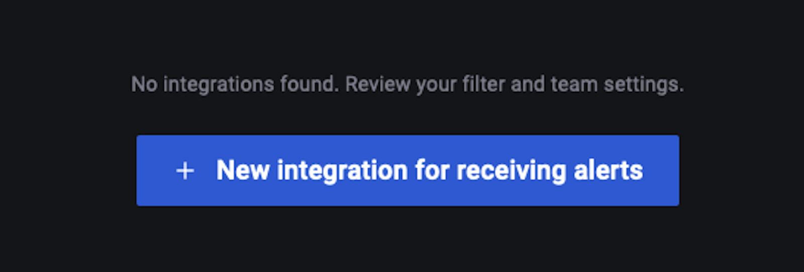 A screenshot of a button to create a new integration for receiving alerts in Grafana OnCall.