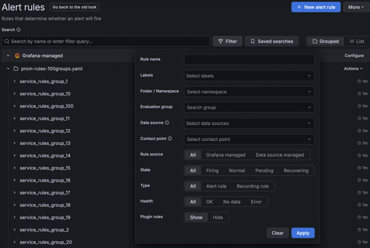 View alert rules | Grafana documentation