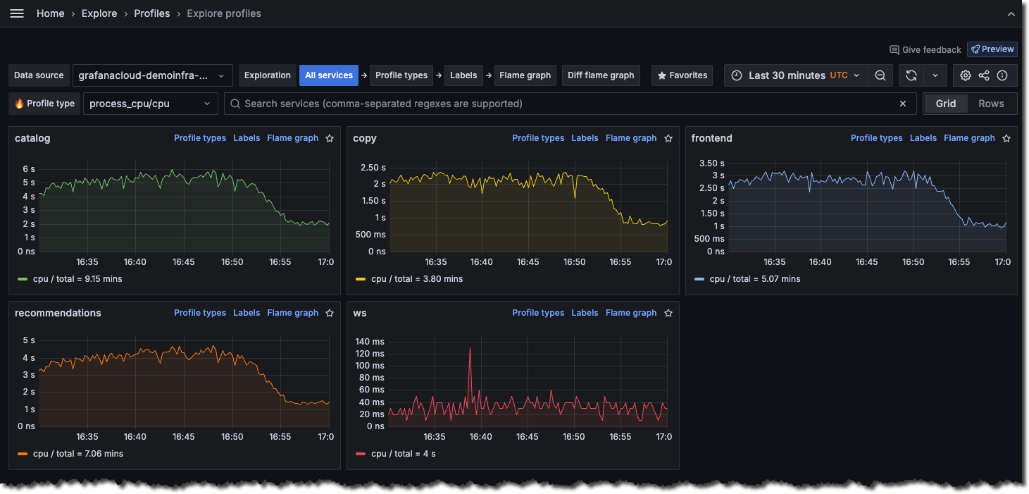 Exlore Profiles main screen