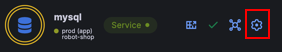 Location of the cog icon in the dashboard display