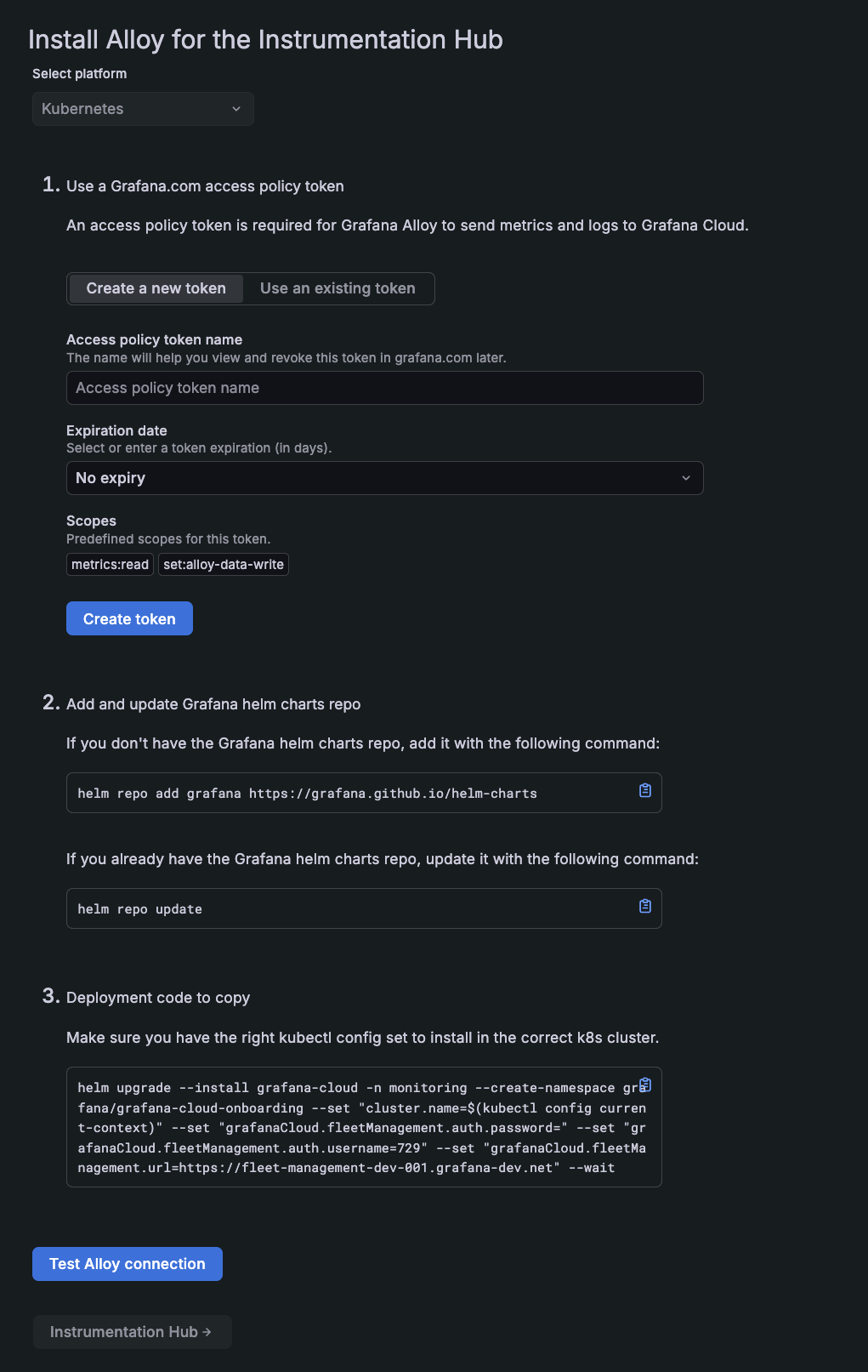 Installation steps for the Alloy collector Installation steps for the Alloy collector
