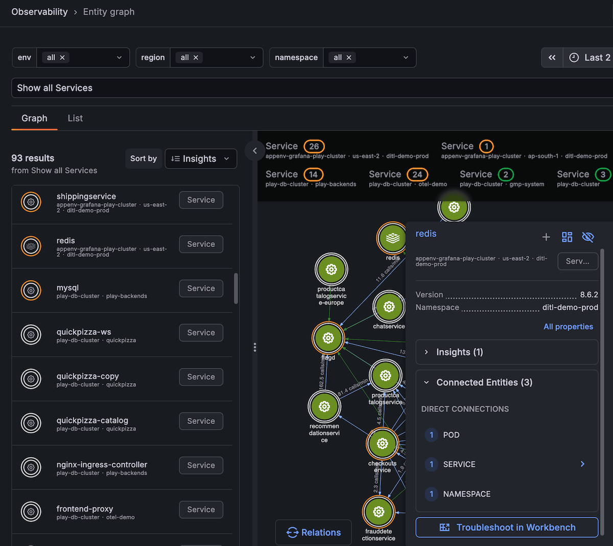 Navigate to connected entities