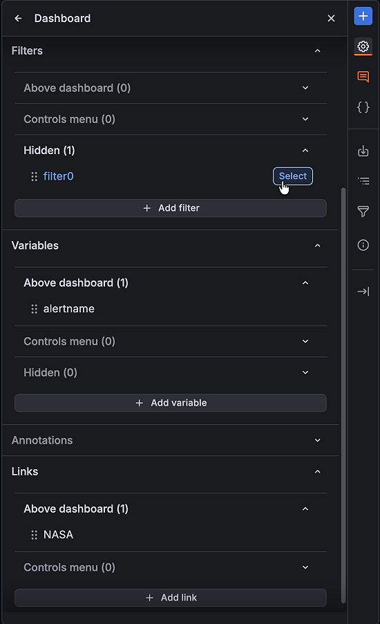 Dashboard controls | Grafana documentation