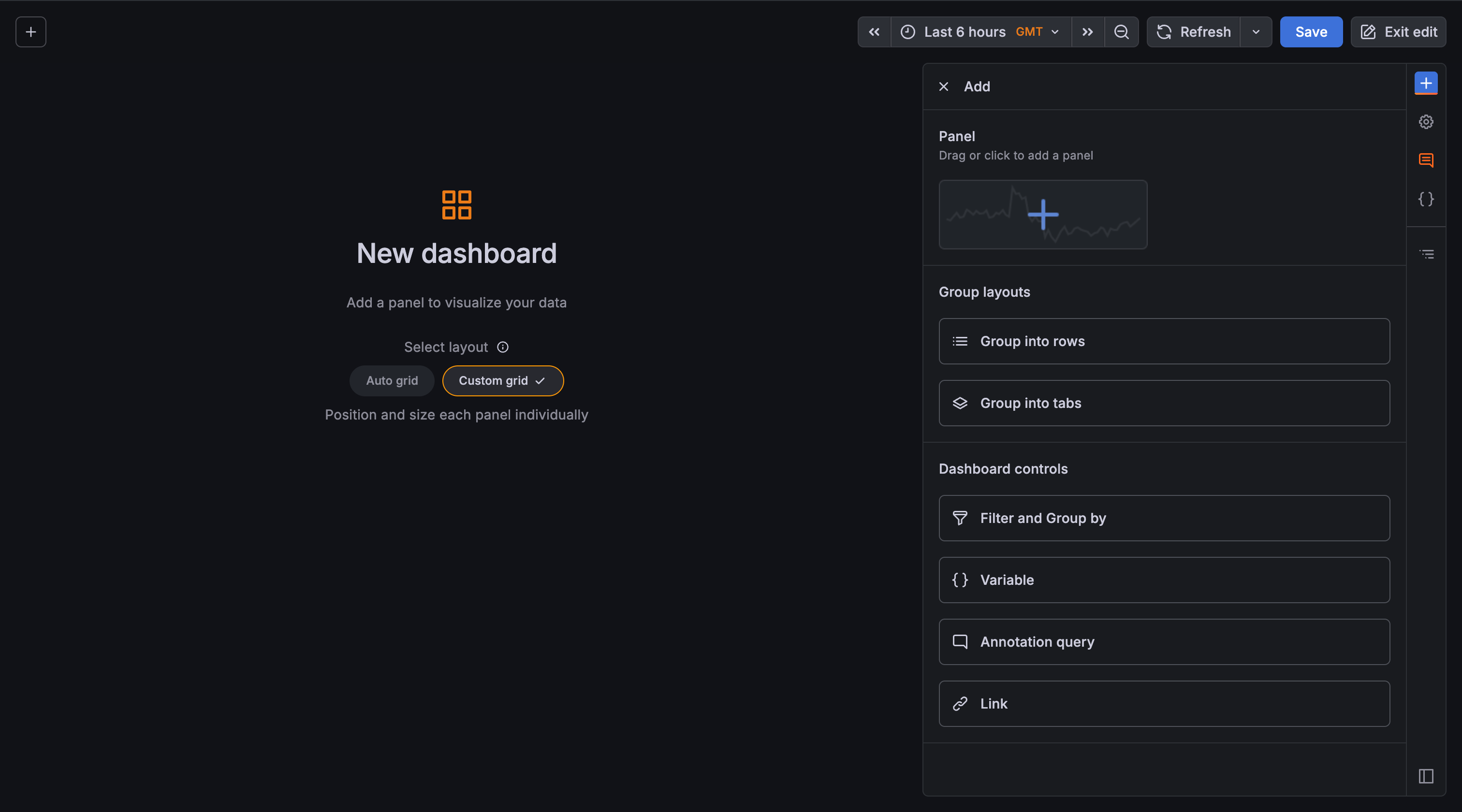 Empty dashboard state