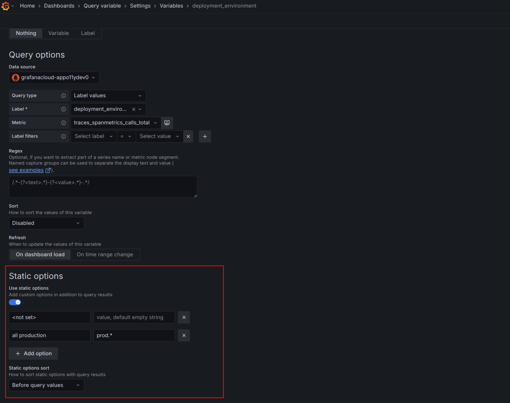static options screenshot