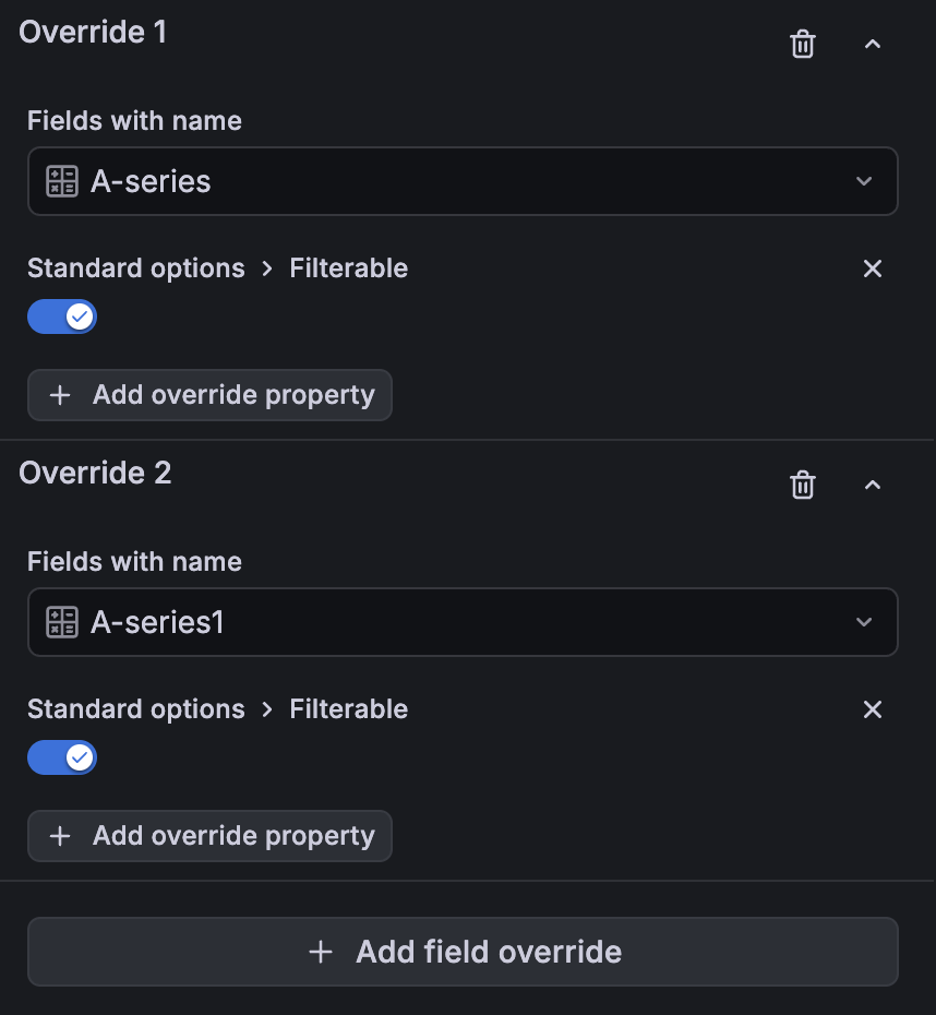 Field override making some fields filterable