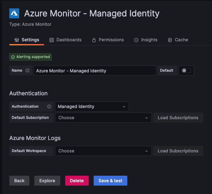 Azure Monitor Metrics screenshot showing Dimensions