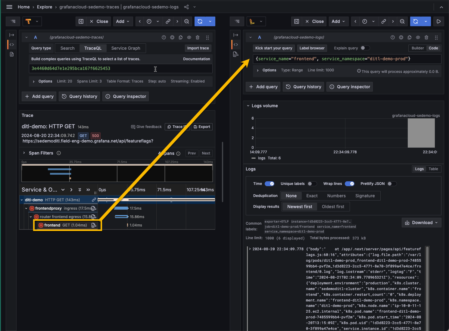 Trace to logs lets you link your tracing data with log data
