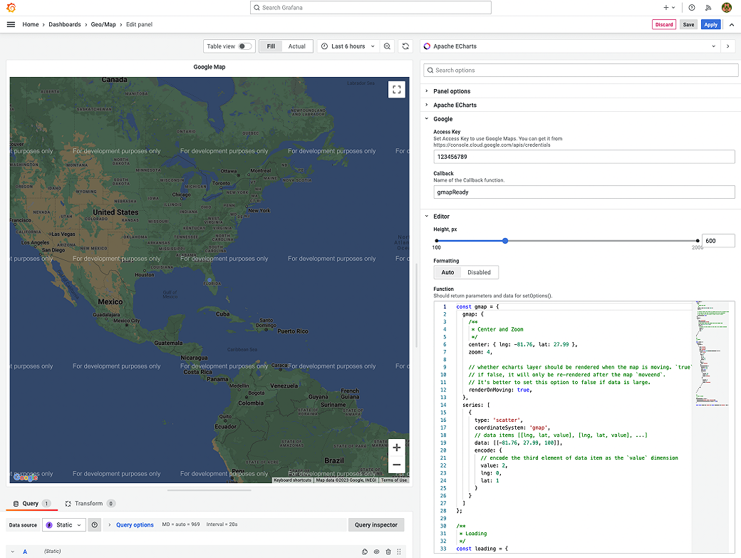 Google maps | Grafana Plugins documentation