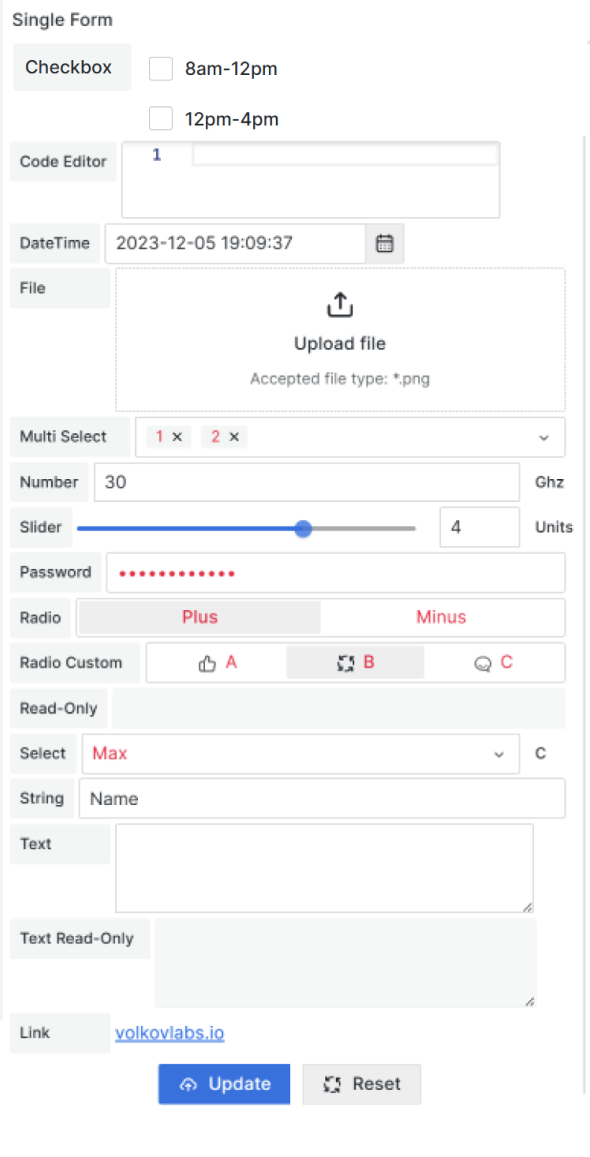 Form elements | Grafana Plugins documentation
