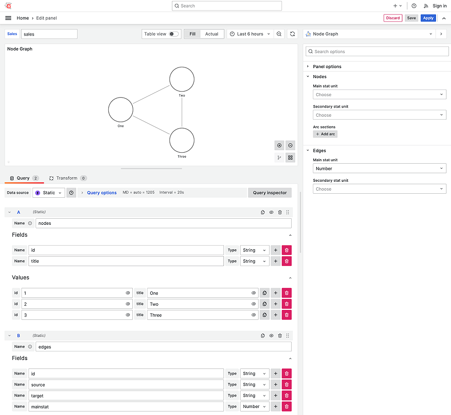 Node graph | Grafana Plugins documentation