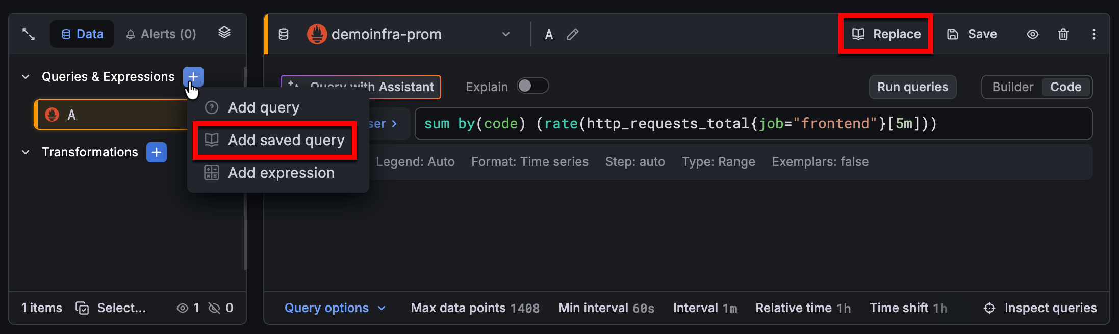 Access saved queries