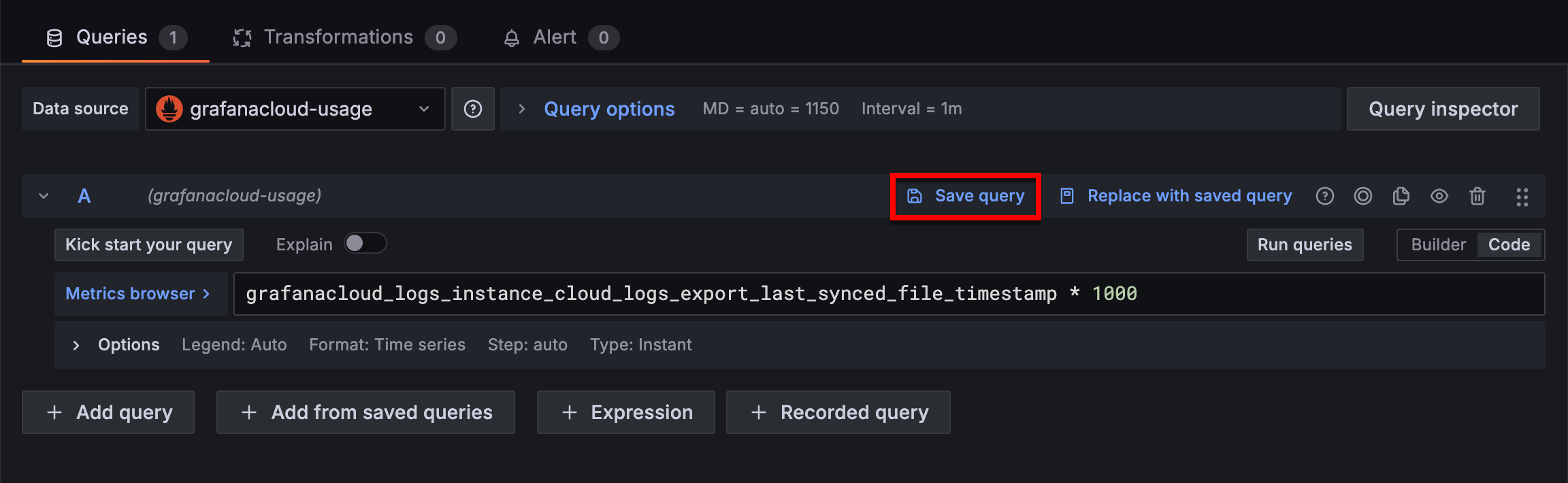Save a query