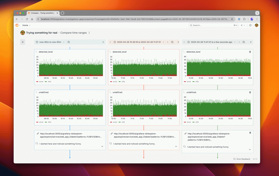 Time Range Compare in Investigations | Grafana Plugins documentation