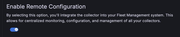 Image shows Enable Remote Configuration toggle
