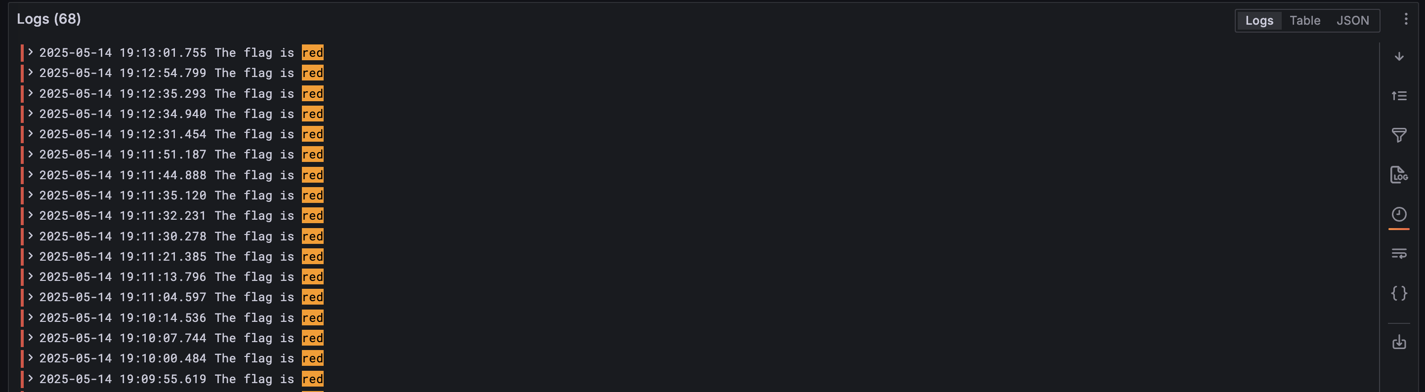 Logs Drilldown showing error logs for a specific query only
